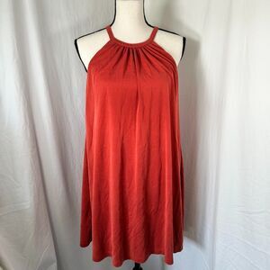 C&C California Mini Tank Dress High Neck Shelf Bra Burnt Orange/Red Size S